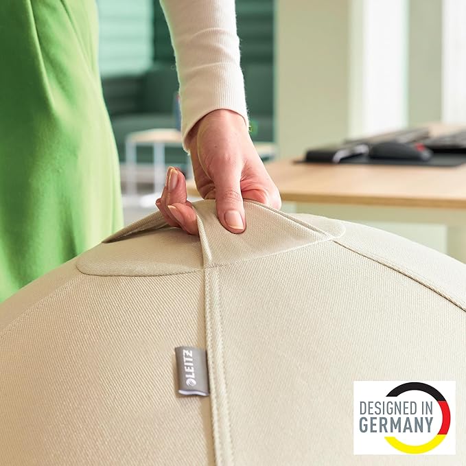 Leitz Sitzball für aktives Sitzen, Gymnastikball, Ergonomische Alternative, INKL. Stoffbezug, Handluftpumpe