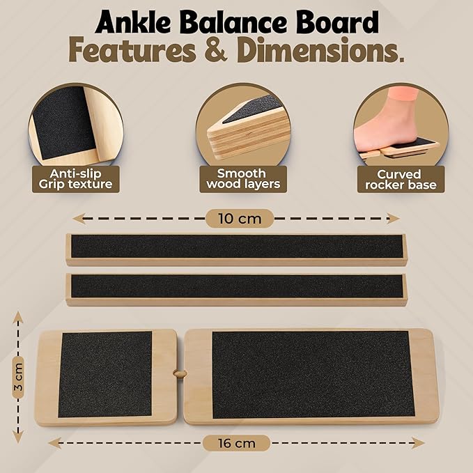 Ankle Balance Board for Ankle Strengthening Physical Therapy & Stability Training Adjustable Single Leg Ankle Strengthener Board for Sprains, Plantar Fasciitis Relief, Core Strength, Athletes & Home Use.