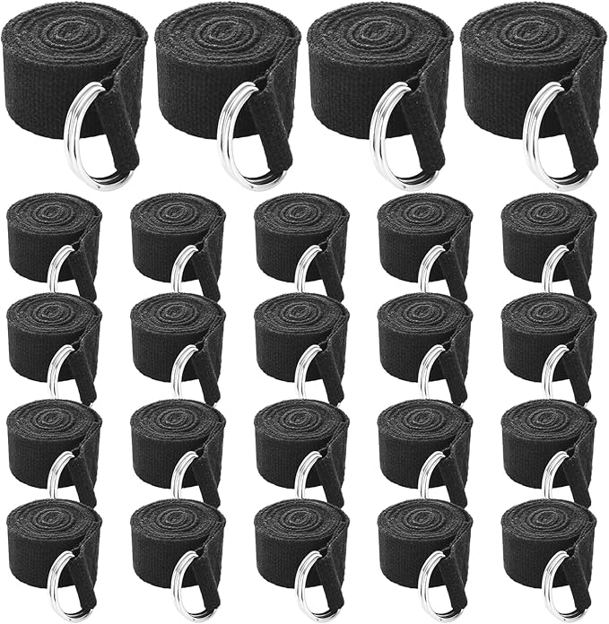 LANIAKEA 24PCS Yoga Strap for Stretching 6ft Exercise Adjustable Straps Yoga Belt with Adjustable D Ring Buckle for Pilates Gym Workouts Fitness Improves Sitting Posture