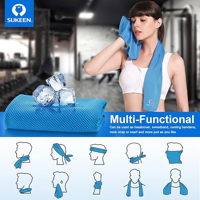 Sukeen 4 Pack Cooling Towels (40"x12"),Ice Towel,Soft Breathable Chilly Towel,Microfiber Towel for Yoga,Sport,Running,Gym,Workout,Camping,Fitness,Workout & More Activities