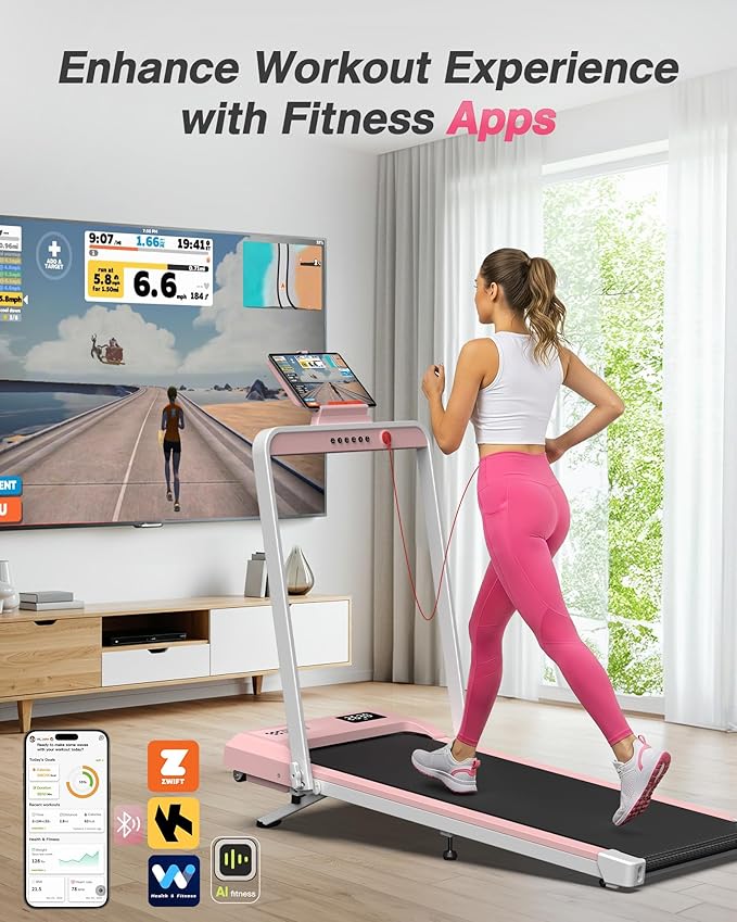 WELLFIT Foldable Treadmill with Incline, 320 LBS Capacity Walking Pad with Handle Bar, Portable Walking Pad Treadmills for Home, Under Desk Treadmill with App & Remote Control, Wide Belt, LED Display
