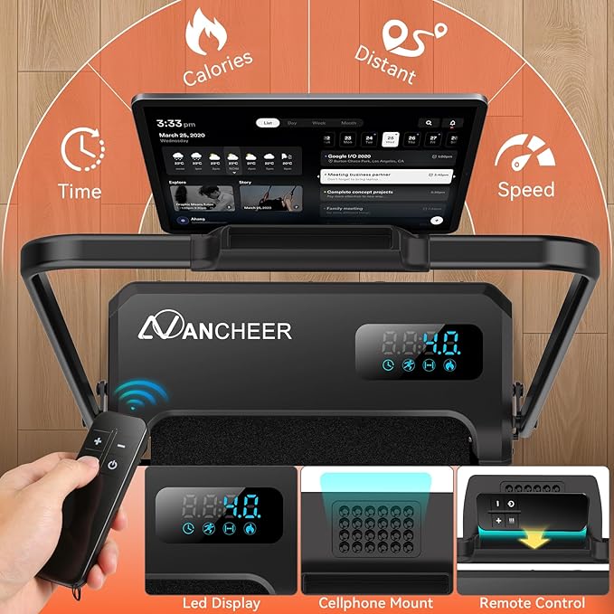 ANCHEER Walking Pad Treadmill with Foot Massage/Vibration Massage, Versatile Walking Pad with Incline and Handle Bar, 3.5HP Foldable Treadmill for Home/Office/Apartment