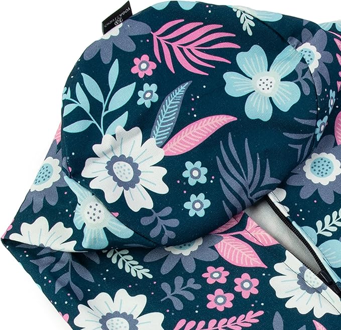 Yoga Studio Spare Organic Cotton Bolster Covers With Handle And Zipper (Blue Flowers)