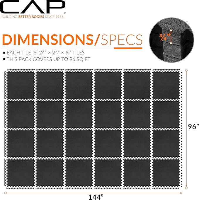 CAP Puzzle Exercise Mats | 3/4” Thick EVA Interlocking Foam Tiles for Home Gym Flooring | Multiple Options