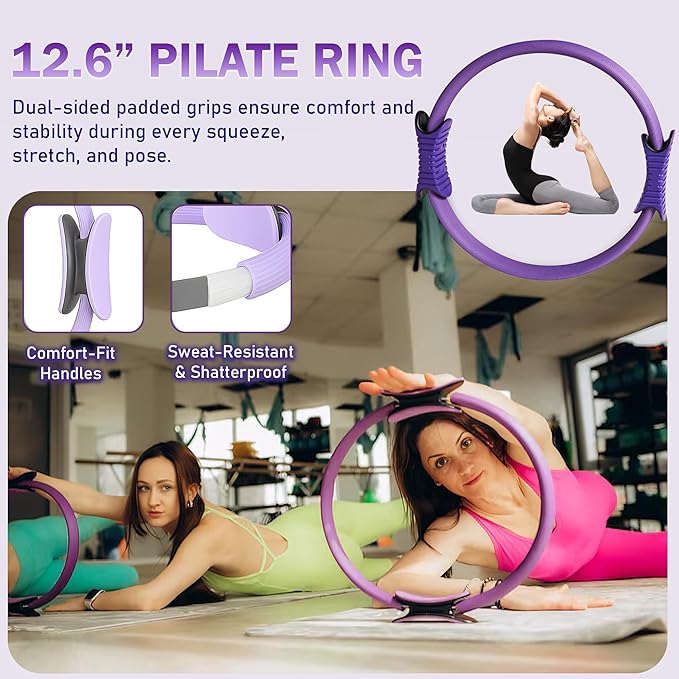 Pilates Starter Kit for Home - Better Pilates Essential Equipment with Adjustable Ankle Wrist Weights, Resistance Bands, Magic Circle Ring, Yoga Ball & Workout Accessories for Women Fitness Toning