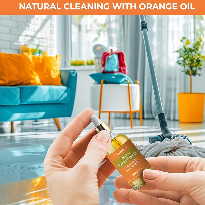 Sweet Orange Essential Oil 4oz - 100% Natural - Infused with Olive & Sunflower Oils - Perfect Orange Essential Oil Organic for Aromatherapy, Skin, Massage & Cleaning