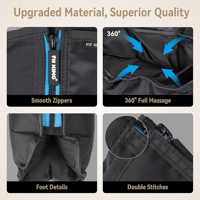 FIT KING Leg Massager with Heat and Compression Therapy, Leg Compression Massage for Circulation, Swollen Leg, RLS Pain & Fatigue Relief, Foot Calf Massager Boots, Recovery Pressure Boots