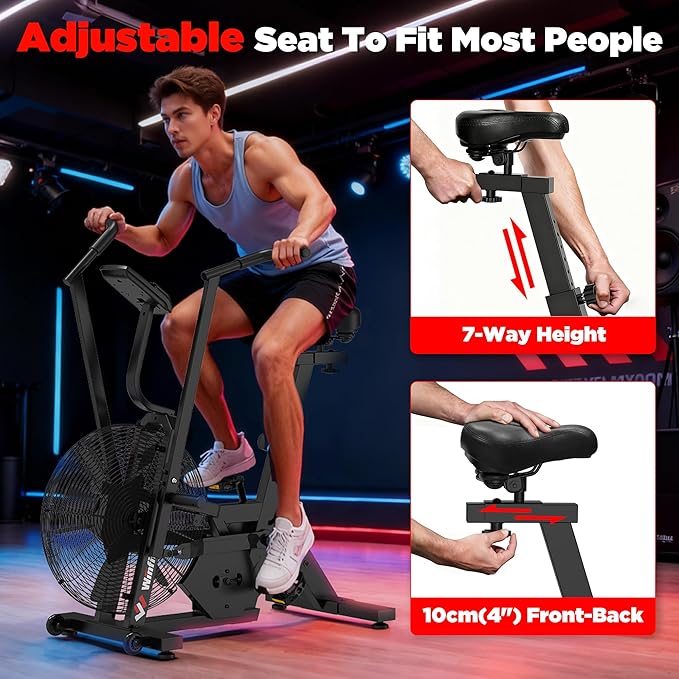 Air Bike,Air-Resistance Exercise Fan Bike With Dual Acction Handlebars for Home Cardio Workout,Adjustable Indoor Cycling Bike,330lb Weight Capacity APP Connection Customizable Monitor