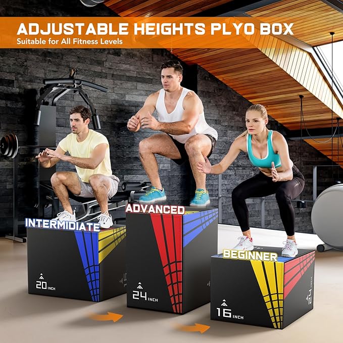 GIKPAL Plyo Jumping Exercise Box, High-Density Foam Plyometric Jump Box for Home Gym Workout, Multiple Size Box Jumps for Step-Up, Box Squat, Explosive Training