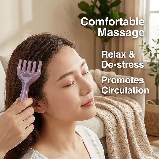 4 Pcs All-in-One Head Massager Set: Scalp Comb, Gua Sha, Octopus & Five Claw Tool for Stress Relief, Relaxation, Acupressure - Gift for Christmas, Birthday, Mother's Day, Father's Day (Pink)
