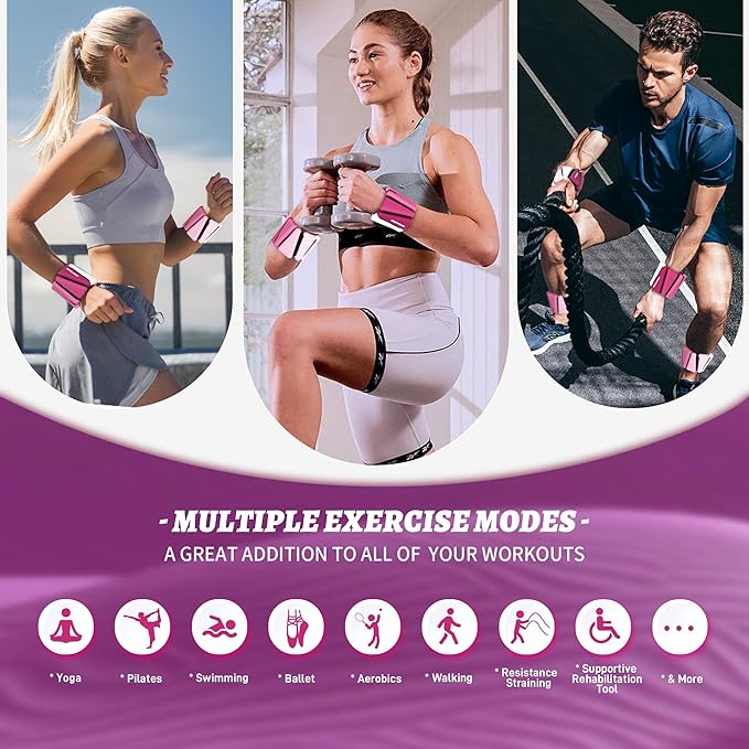 Ankle Weights for Women Wrist Weights Set of 2 (1 lb/2 lb Each) Adjustable Arm Leg Weight for Womens Men Suitable for Walking Swimming Running Pilates Yoga Gym
