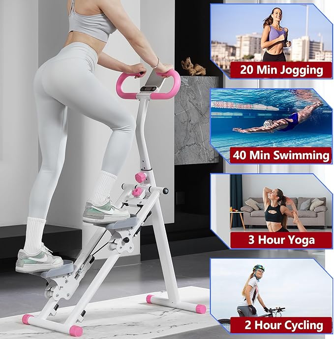 Stair Stepper for Home Gym Exercise, Vertical Climber Exercise Machine for Full Body Workout, Compact Folding Cardio Exercise Climber with Adjustable Handlebar (Blue)
