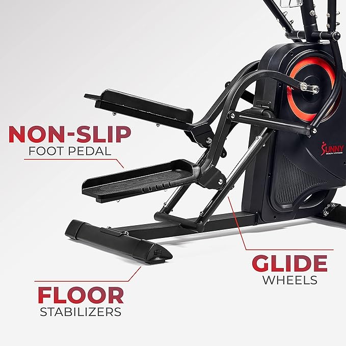 Sunny Health & Fitness Cardio Climber Stepping Elliptical Exercise Machine for Home with 8 Levels of Magnetic Resistance, Performance Monitor, Full Body Workout