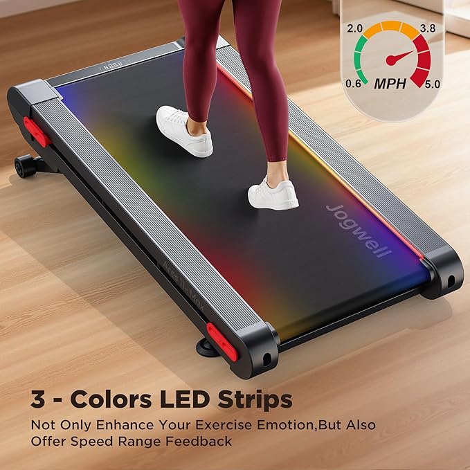 Jogwell Walking Pad Treadmill with 20%/15%/12% Auto Incline, 350lbs Capacity Treadmills for Home Office Under 35dB, Spacious Running Area, Vertical Storage, 3/3.5HP Brushless