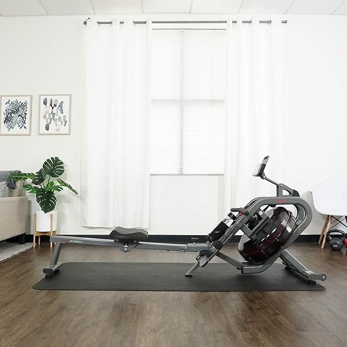 Sunny Health & Fitness AquaStrive Series Smart Water Rower, 300LB Capacity Plus Dynamic Hydro Resistance for Home Cardio Workout, Free SunnyFit Training App Connection
