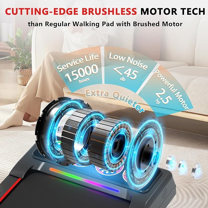 Walking Pad with Handle Bar and Incline, 3 in 1 Under Desk Treadmill with Hiking Mode, 2.5HP Low Noise Walking Treadmill Pad with Remote Control,Portable Treadmills for Home Office, Led Display
