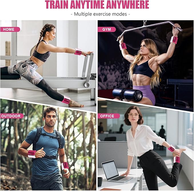Wrist & Ankle Weights for Women and Men, 2lbs/4lbs Pairs Adjustable Silicone Weighted Bangles for Arm & Leg Workouts, Perfect for Pilates, Barre, Yoga, Walking & Home Fitness 24055