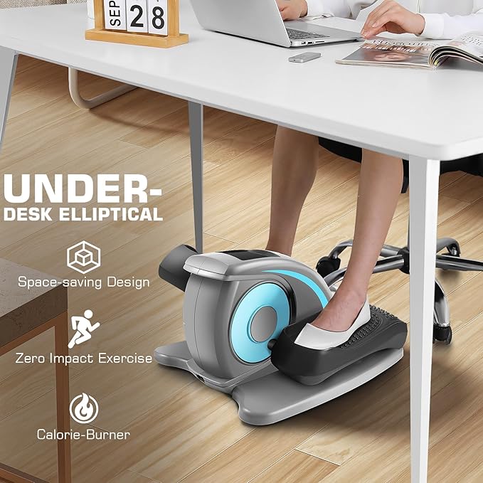 ANCHEER Under Desk Elliptical Machine, Electric Seated Pedal Exerciser, Mini Elliptical Machines, LCD Display Monitor, Portable Quiet Elliptical Machine, Leg Exerciser for Home