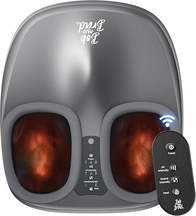 BOB AND BRAD Shiatsu Foot Massager with Heat and Remote,FSA Eligible HSA Deep Kneading Electric Feet Massager for Plantar Fasciitis, Fits US Size 12