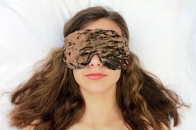 Handmade Weighted Sleep Eye Mask Yoga Pillow - Flax Seed Fill - Lavender Scented - Mocha - TEMFL-MO