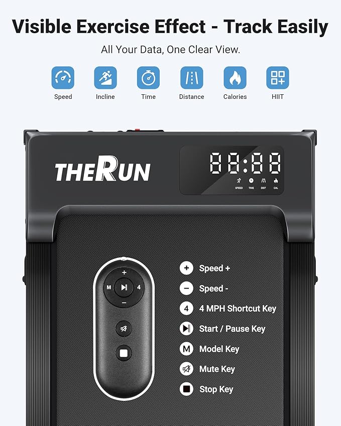 THERUN 10% Walking Pad with Auto Incline, Walking Pad for Home and Office, 2.5 HP Brushless Core Portable Under Desk App Walking Pad with Remote Control and LED Display
