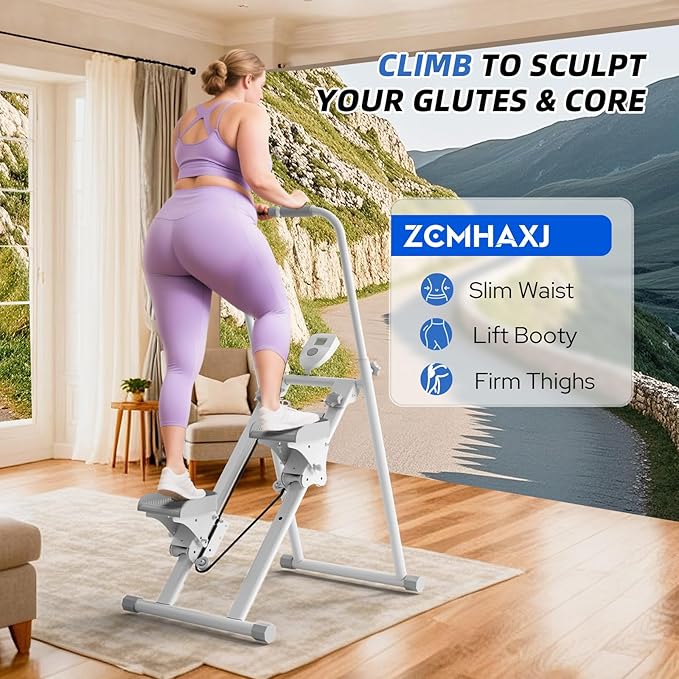 Foldable Stair Stepper for Home, Adjustable Stair Climber with 4 Heights & 3 Angles, Compact Folding Vertical Stair Master for Exercise at Home for Full-Body Workout