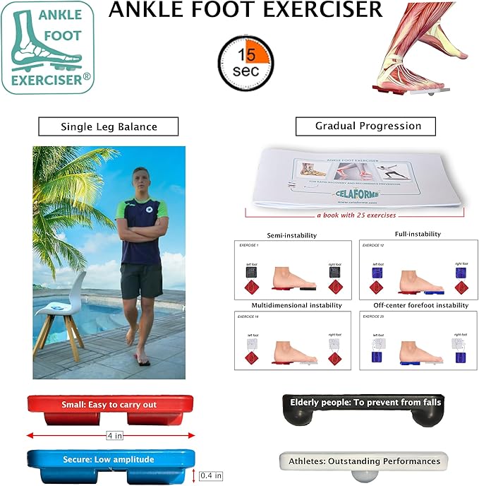 Ankle Foot Exerciser® Ankle Strengthener for ankle sprain relief, Foot Strengthener for plantar fasciitis; Ankle mobility, Posture corrector, Proprioception