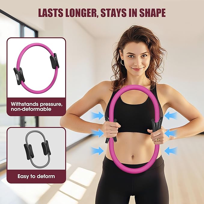ROSAPOAR Pilates Essentials Kit for Women, Pilates Ring Set - 14" Magic Circle with Yoga Ball & Resistance Bands – Pilates Kit for Home Workouts, Toning & Core Sculpting Pilates Equipment