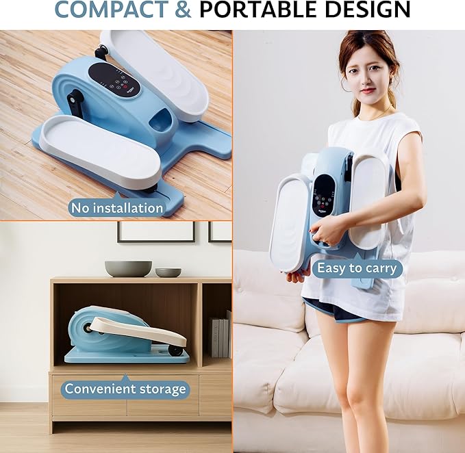 Under Desk Elliptical Exercise Machine, Electric Leg Exerciser with 12 Speeds, Forward & Reverse Modes,Quiet Compact Seated Pedal Stepper Machine with Remote Control for Seniors & Adults