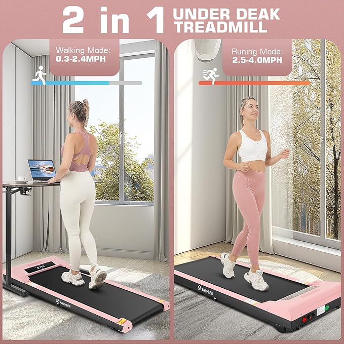 ANCHEER Walking Pads, 2 in 1 Under Desk Treadmill 2.5HP Compact Running Machine with Remote Control, 300lbs Weight Capacity for Home/Gym/Office,Ultra-Quiet, Installation-Free