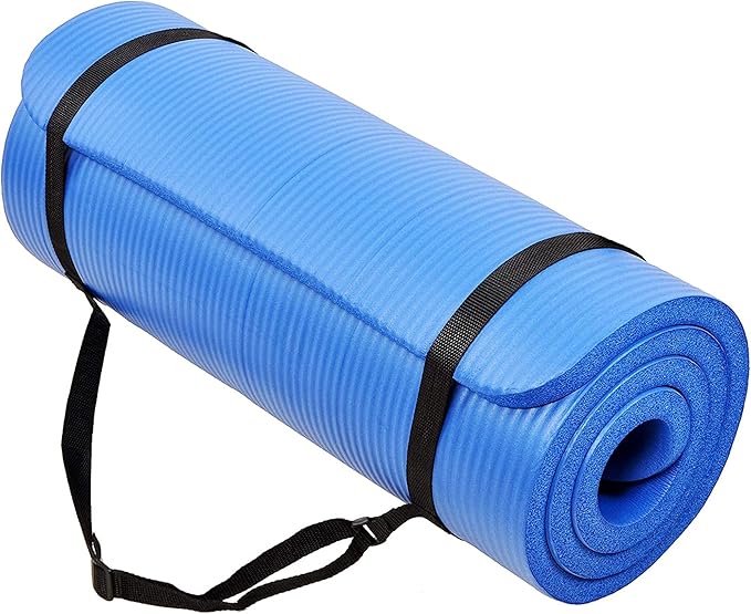 BalanceFrom Yoga Mat 1-Inch Extra Thick High-Density Exercise Mat with Non-Slip Surface & Carry Strap for Men & Women Tear-Resistant Pilates Workout Mat for Home Gym, Floor Fitness, Multiple Colors