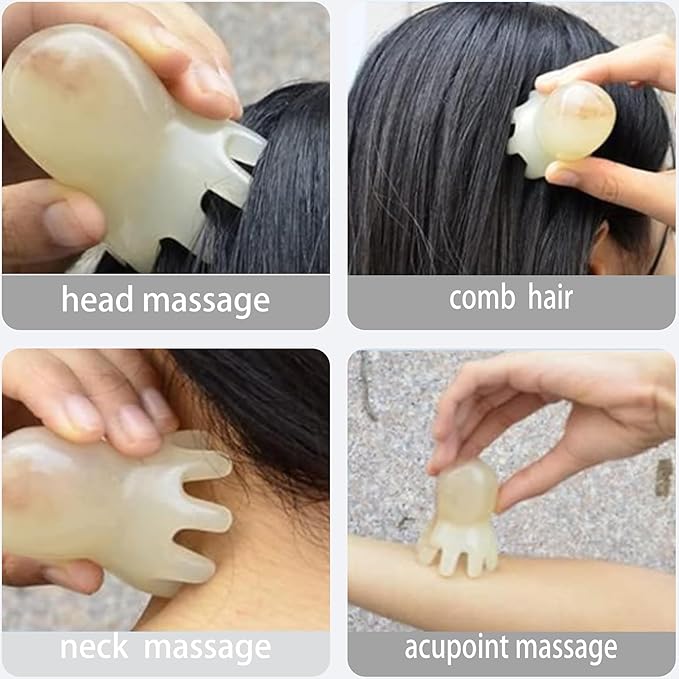 2 Pcs Octopus Head Massage Comb Scalp Massaging Tools for Relaxation. This Octopus Massage Tool is a Versatile Massage Device, Made of Resin, Perfect for Scalp Care and Christmas Gifts.