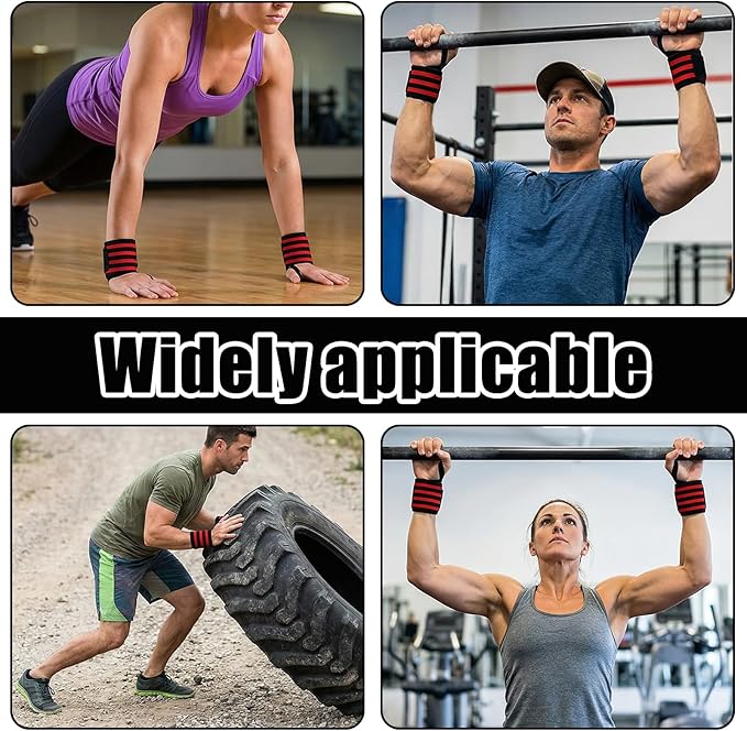 22 Inch Gym Wrist Wraps, Weightlifting Wrist Wraps, Adjustable Nylon Wrist Support with Thumb Loop for Powerlifting Bench Press Strength Training for Men and Women
