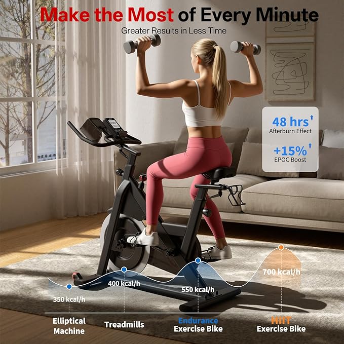 JOROTO Exercise Bike, Magnetic Stationary Bikes for Home with 40LBS Flywheel, App Supported Indoor Bike with 350LBS Weight Capacity, Low Noise,Digital Monitor,Bottle and Tablet Holder
