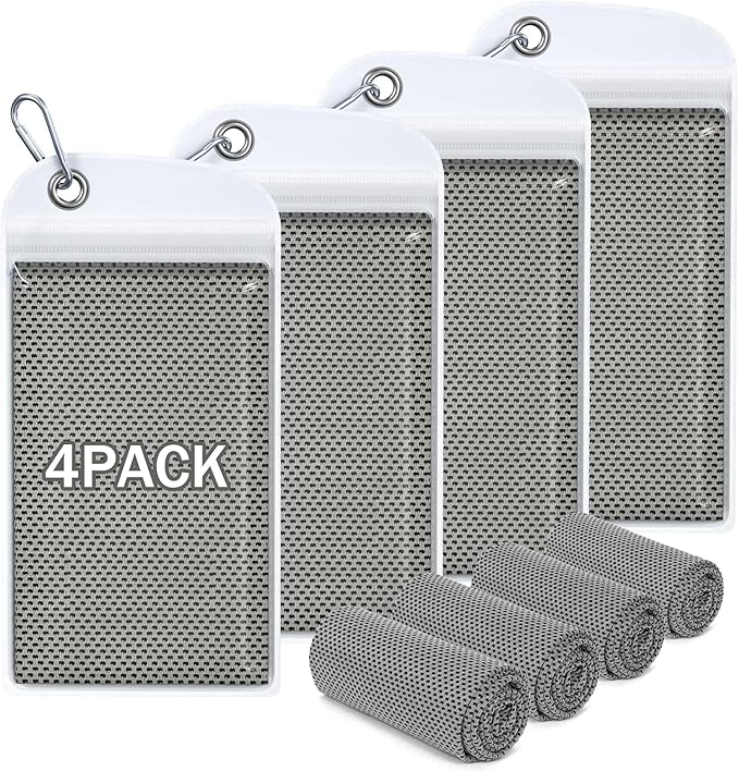 4 Pack Cooling Towels (40"x12"), Soft Breathable Cooling Towels for Neck and Face, Microfiber Workout Towels for Yoga, Golf, Running, Hiking & More Activities