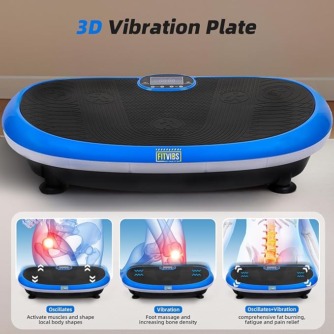 Fitvids Vibration Plate Exercise Machine Workout Vibration Fitness Platform with Resistance Loops and Resistance Band,Various Sizes