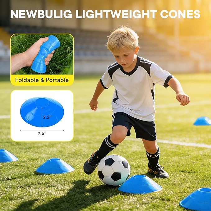 NEWBULIG Agility Ladder Speed Training Equipment, Football Practice Set with 20ft Ladder, 12 Cones, 4 Adjustable Hurdles, Jump Rope, Resistance Parachute for Soccer, Basketball, Youth, Adults