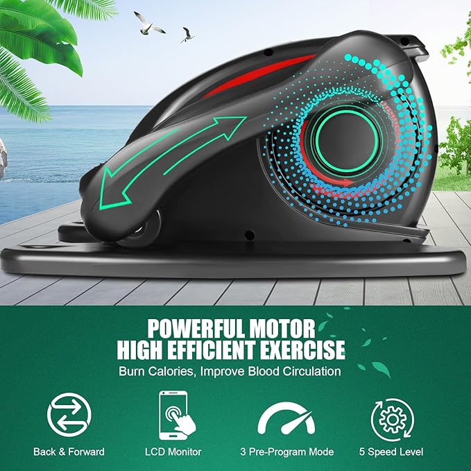 Ancheer Under Desk Elliptical,Ellipse Leg Exerciser for Seniors Fully Assembled, Electric Seated Pedal Elliptical Exerciser with Remote &12 Resistance Adjustable Speed