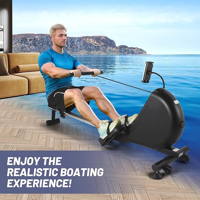 GarveeLife Magnetic Rowing Machine, Self Powered Rower Without Power Cord, Quiet Rower Machine with 16 -Level Adjustable Resistance, 350 LB Weight Capacity, Free Snailcle App