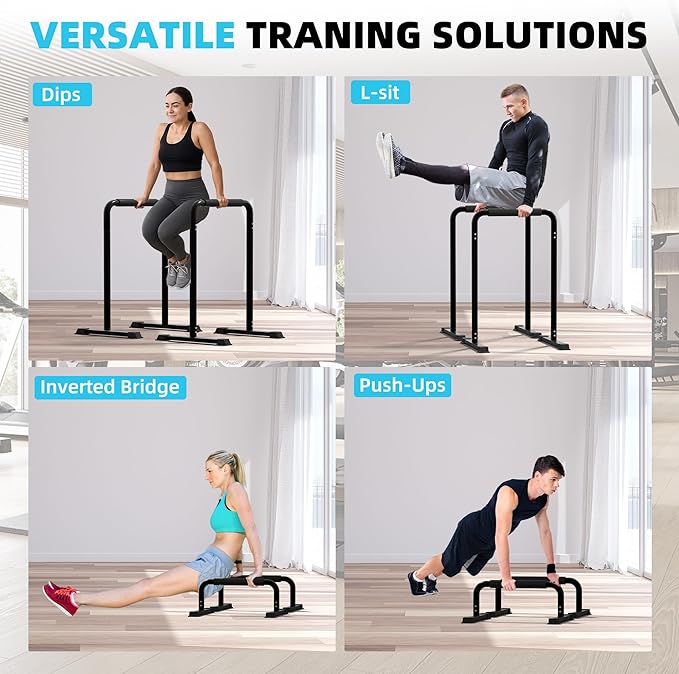 Outdoor Basic 2-in-1 Adjustable Dip Bar Station - Heavy Duty Parallel Bars with Connecting Parts, Extra Tall & Thickened Steel Design for Home Gym, Calisthenics & Strength Training (Dip Bar Pro)