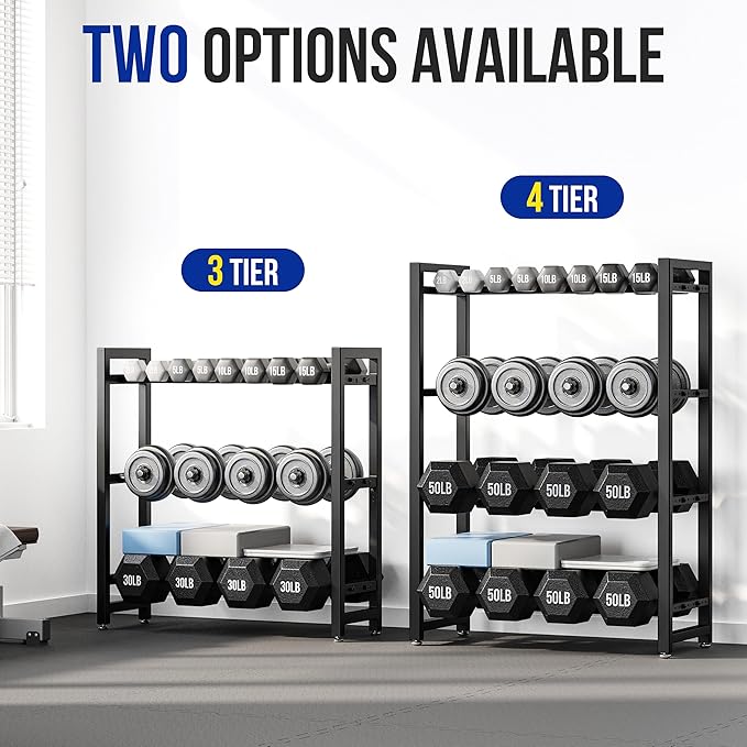 1100 lb | 4 Tier，390 lb | 3 Tier Dumbbell Rack, Weight Rack for Home Gym