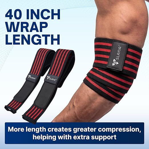 Elbow Wraps for Weightlifting – 40” Long Adjustable Compression - Elbow Sleeves Weightlifting Men with Hook-and-Loop Closure – Support for Heavy Pressing, Strength Training & Lifting Stability