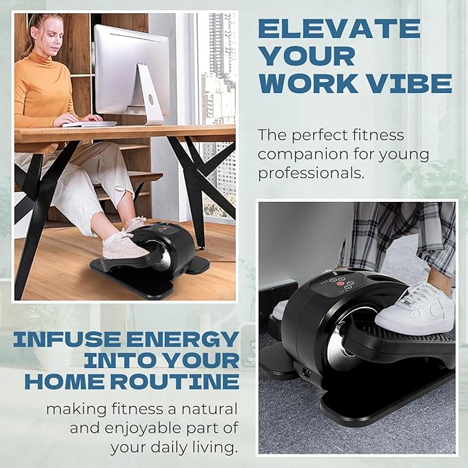 Under Desk Elliptical Machine, Portable Elliptical Ellipse Leg Exerciser for Seniors Quiet Electric Foot Pedal Exerciser for Home with Remote Control