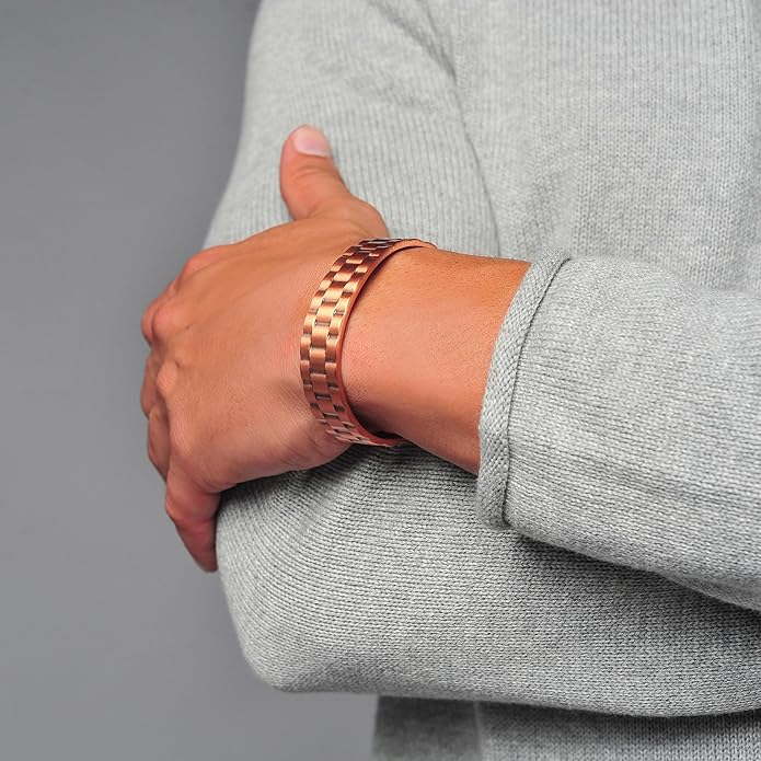 Earth Therapy Elegant Design Magnetic Field Copper Bracelets with Ultra Strength Magnets - Unisex - Adjustable