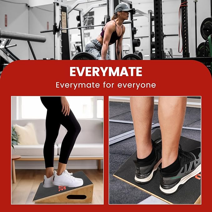 EVERYMATE Heavy-Duty Wooden Slant Boards for Exercise & Calf Stretch – 19.7" Wide Incline Board for Squats, Non-Slip Surface, Fixed 25° Angle for Strength & Flexibility Training, 1200 lbs Capacity