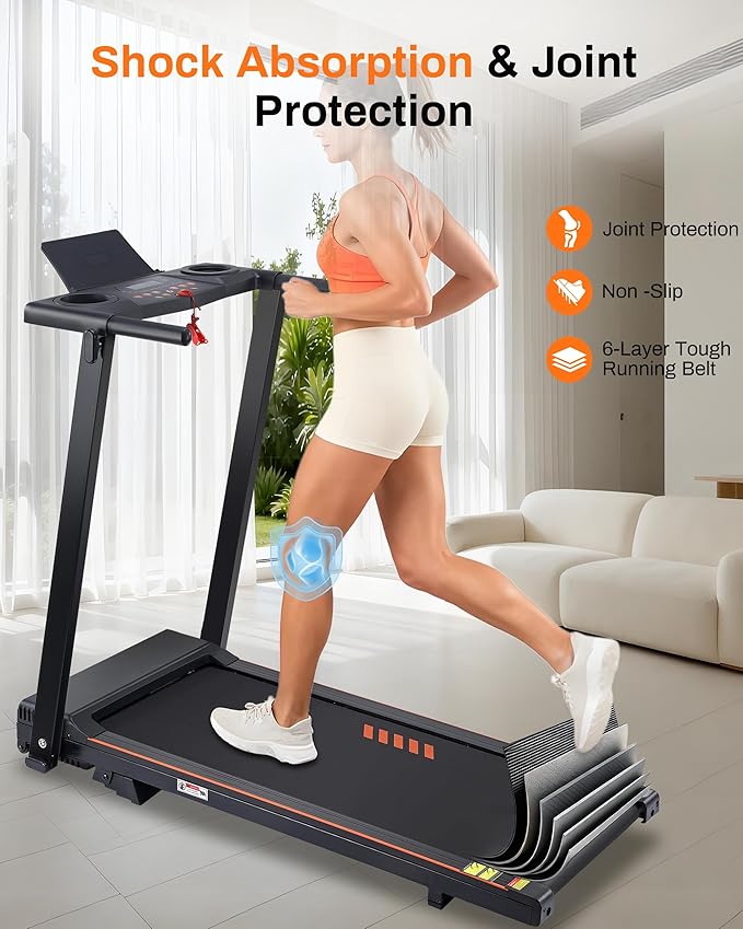 Treadmill with Incline, 3.0 HP Small Treadmills for Home with 300 LBS Capacity, Incline Walking Pad Treadmill with Handle Bar, LED Dispay, 24 Preset Programs, Water Bottle Holder, iPad Stand
