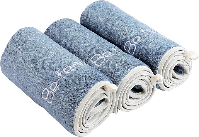 Microfiber Gym Towel Set for Men Women, Super Soft and Quick-Drying Towels for Fitness, Yoga, Cycling, Swimming (Blue, 3 Pack)