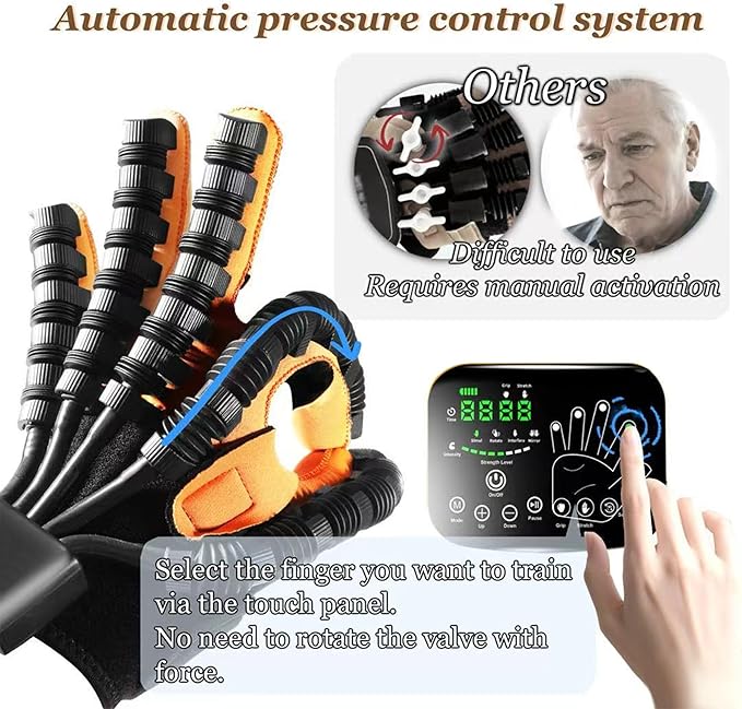 6th Generation Upgrade Rehabilitation Robot Gloves for Stroke Recovery – Hand Weakness & Hemiplegia Home Physical Therapy Device with Mirror Training & Multi-Mode (Left Hand, L)