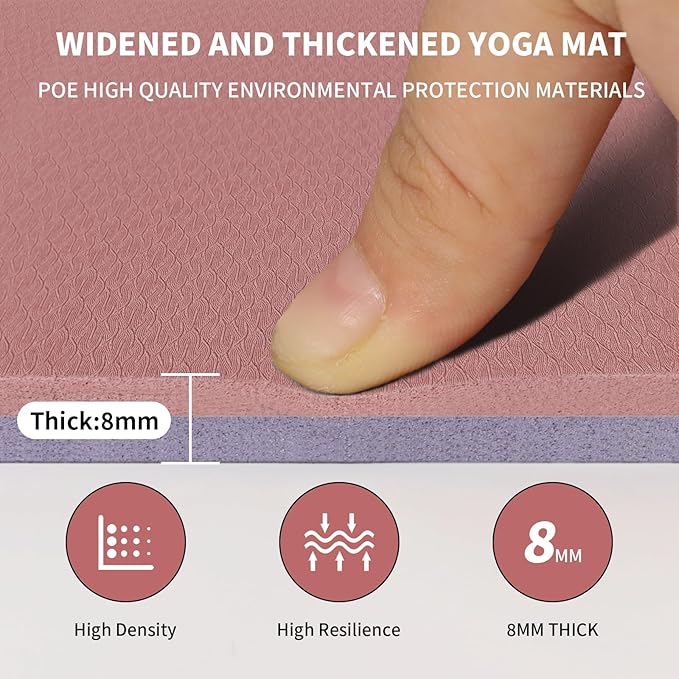 Large Yoga Mat (6'x 4') - Extra Long and Wide Workout Mat for Men and Women,Non-Slip POE 0.32''/0.4'' Thick Fitness Mat, Eco-Friendly, Thick Wide Exercise Mat for Home Workouts,Ideal for Yoga and Pilates.