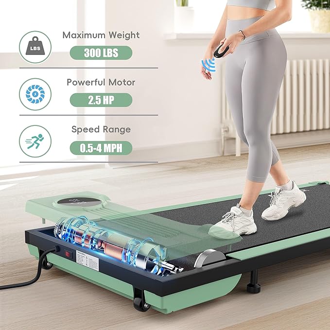 ANCHEER Walking Pads, 2 in 1 Under Desk Treadmill 2.5HP Compact Running Machine with Remote Control, 300lbs Weight Capacity for Home/Gym/Office,Ultra-Quiet, Installation-Free